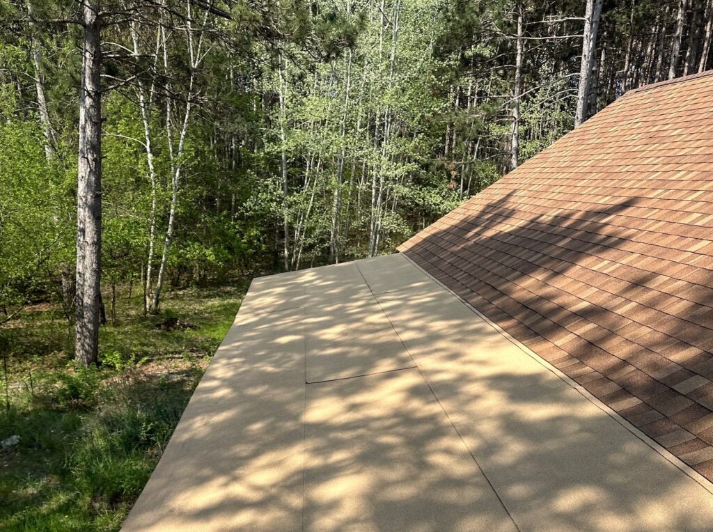 "Flat roof maintenance and repair on a commercial property"